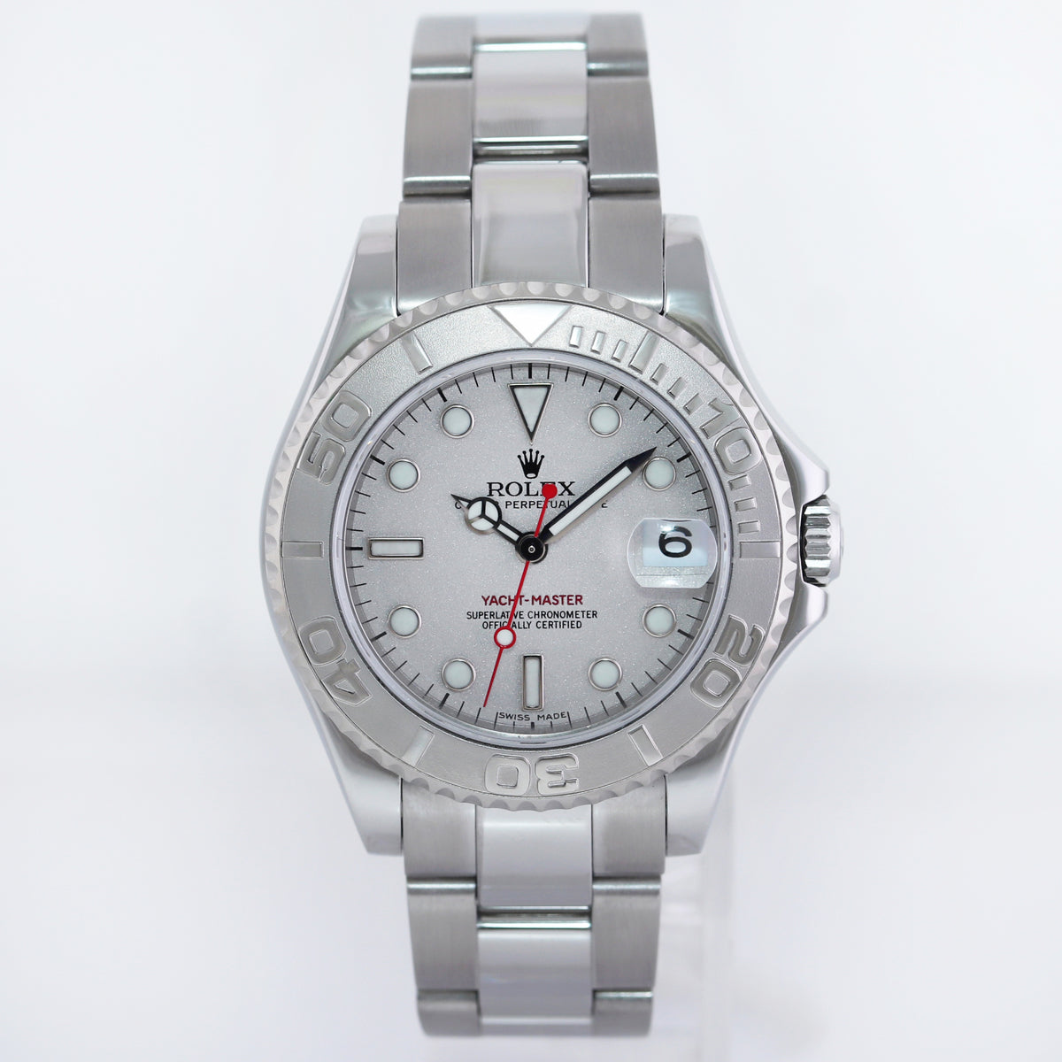 2005 MINT PAPERS Ladies Rolex Yacht-Master 168622 35mm Stainless Steel Platinum Watch Box
