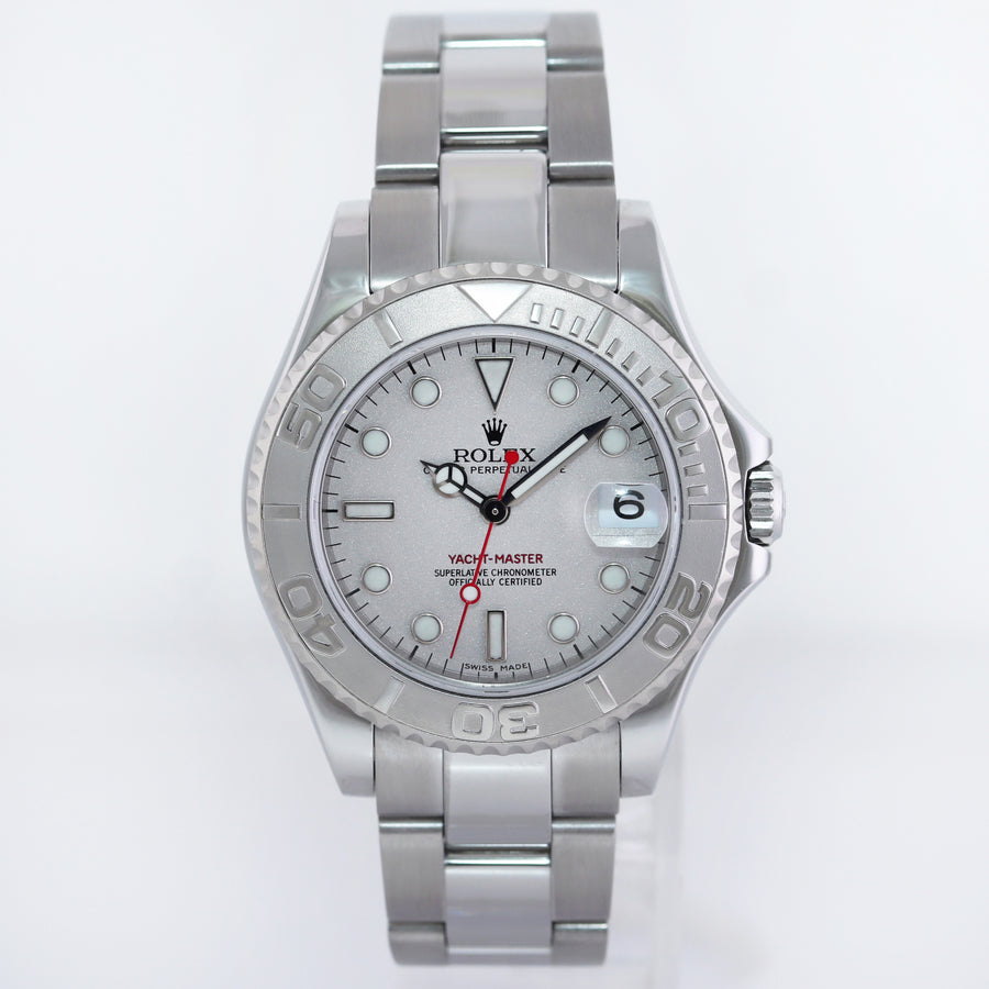 2005 MINT PAPERS Ladies Rolex Yacht-Master 168622 35mm Stainless Steel Platinum Watch Box