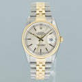 1998 PAPERS MINT Rolex DateJust 36mm Silver Stick 16233 Two Tone Steel Jubilee Watch Box