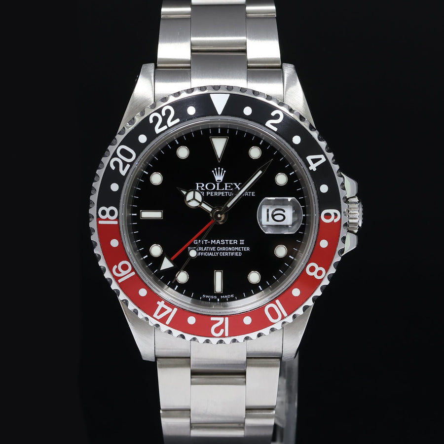 2002 MINT Rolex GMT-Master II Coke Red Black Steel 16710 40mm Watch Box