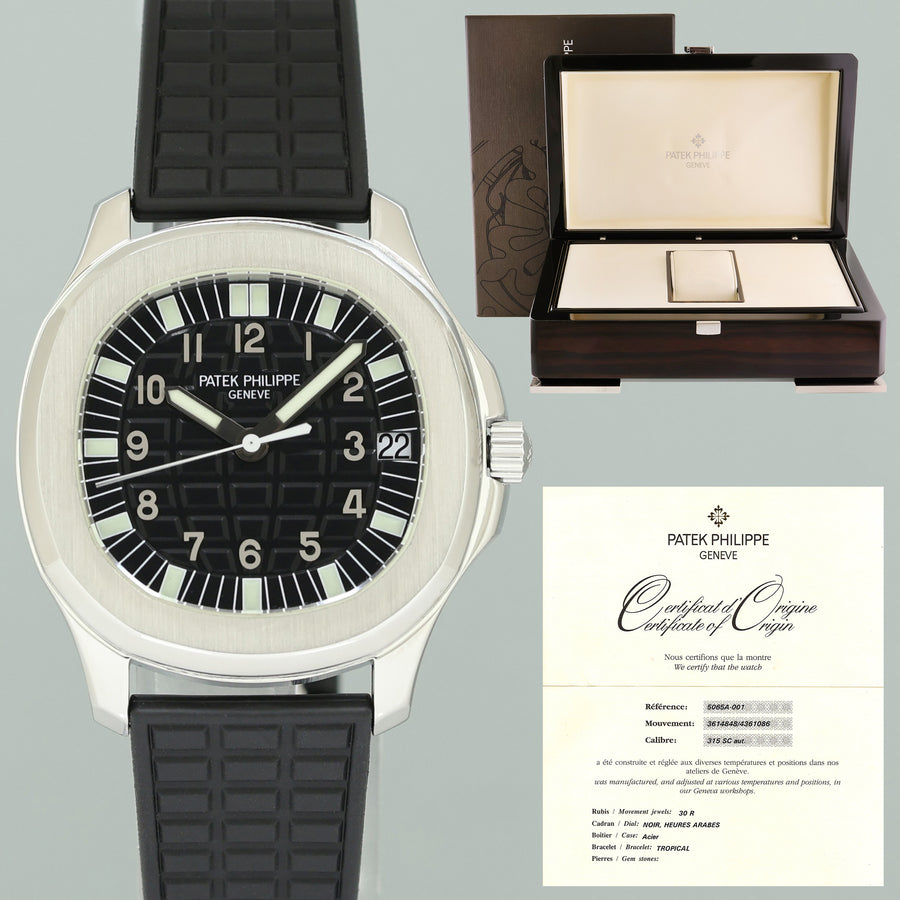 MINT PAPERS Patek Philippe Steel Aquanaut Black Rubber JUMBO 5065a-001 38mm Watch