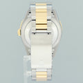 MINT Rolex DateJust 16263 Turn-O-Graph Two Tone Gold Black Oyster 36mm Watch