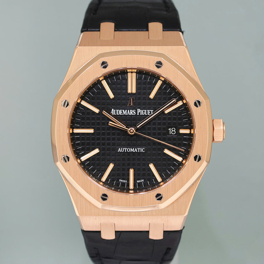 MINT Audemars Piguet Royal Oak 41mm Rose Gold 15400OR Black Dial Watch Box