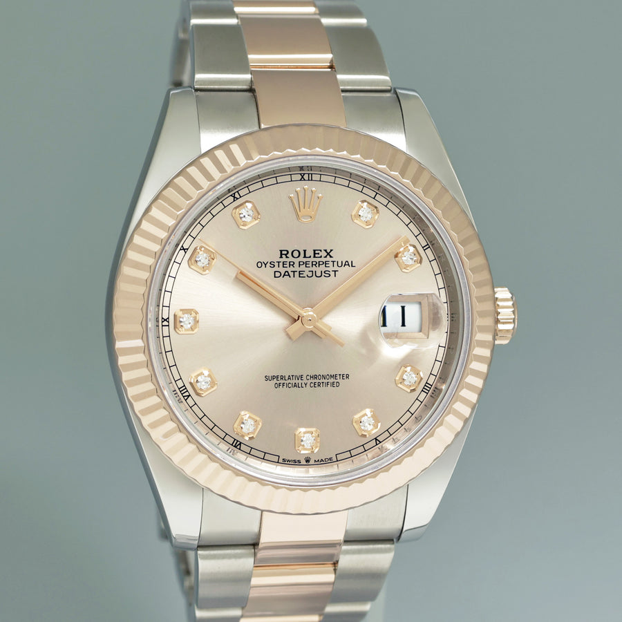 2024 NEW PAPERS Rolex DateJust 41 126331 Diamond Rose Gold Two-Tone Watch Box