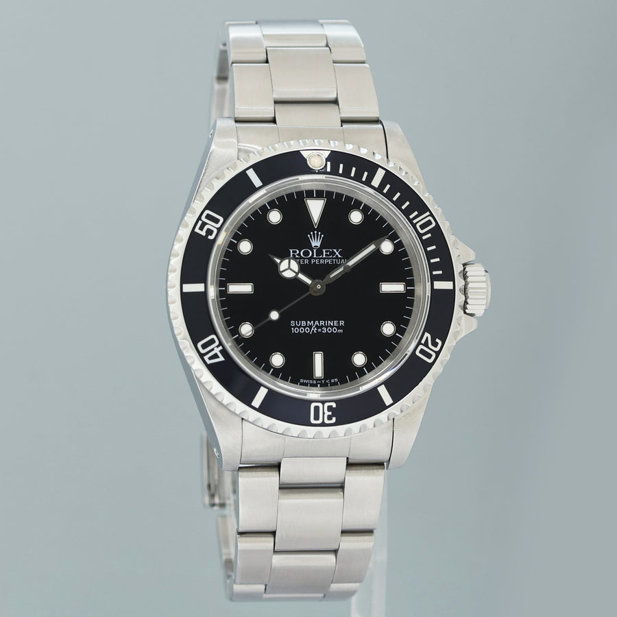 1996 PAPERS MINT Rolex 14060LN Submariner No-Date 2 Line Tritium Dial Steel Black 40mm Watch Box
