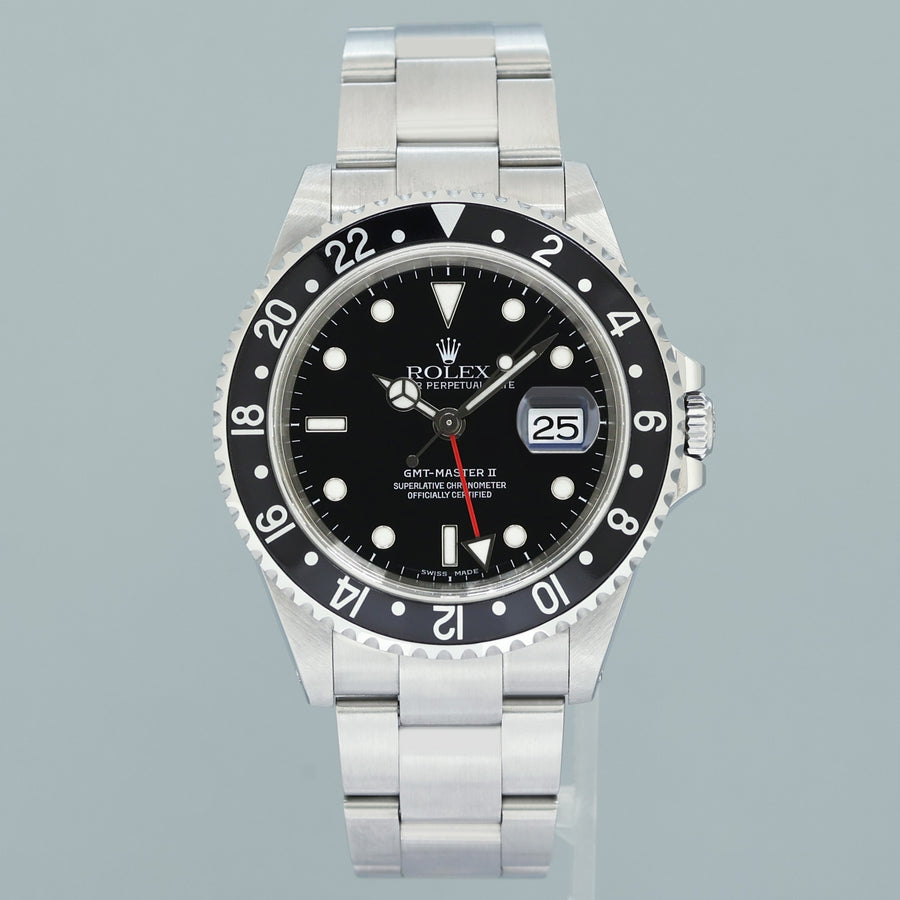 2002 MINT Rolex 16710LN GMT-Master II Black Bezel Steel 40mm Watch Box