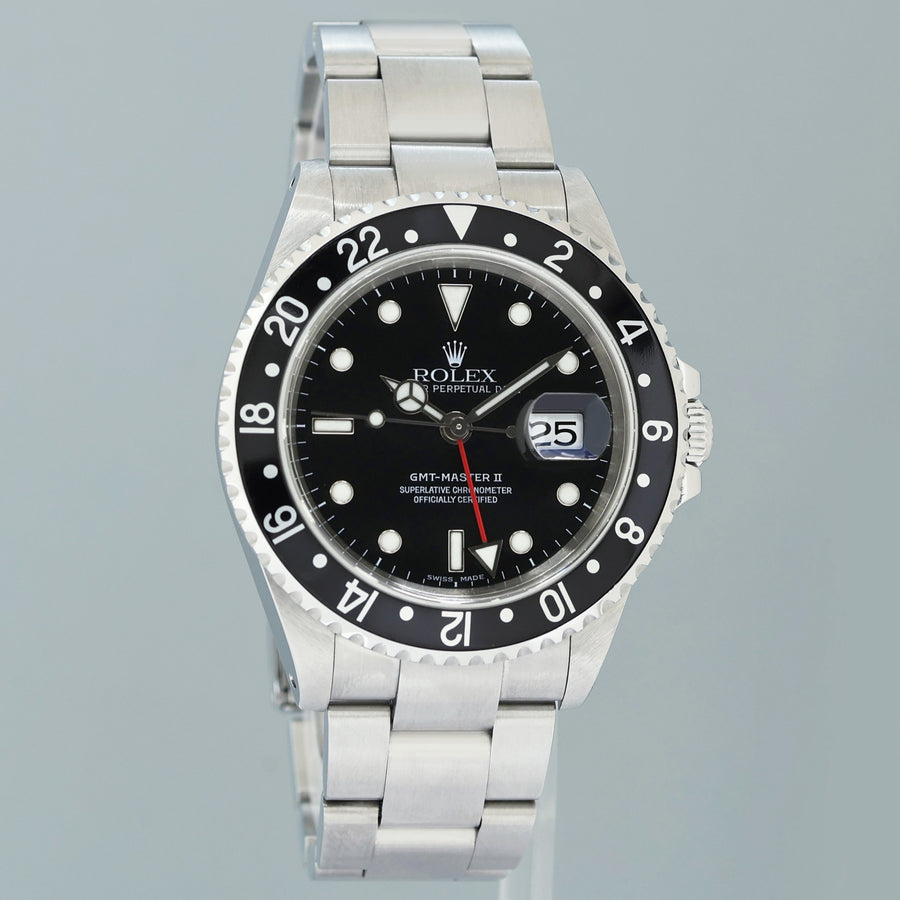 2002 MINT Rolex 16710LN GMT-Master II Black Bezel Steel 40mm Watch Box