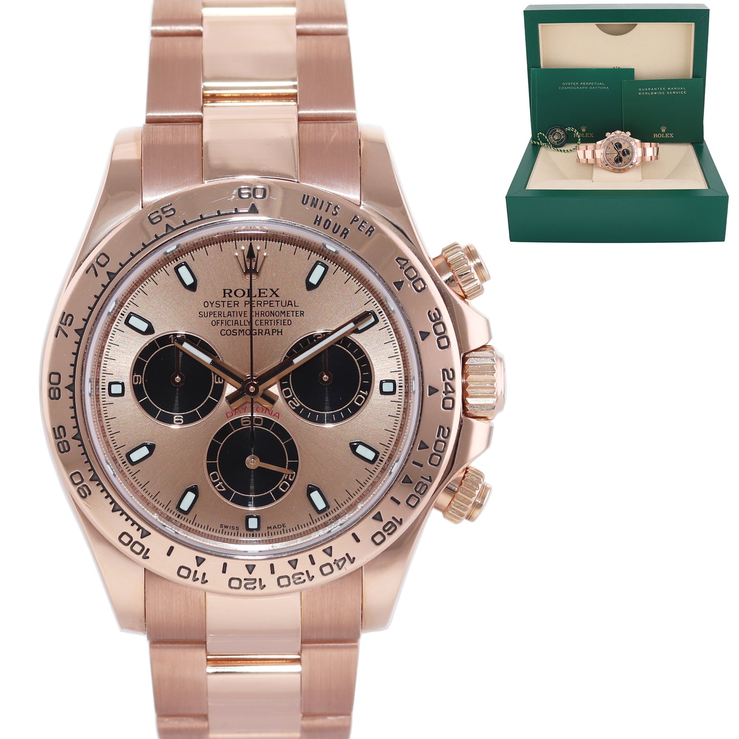 MINT Rolex Daytona Cosmograph Rose Gold Sundust Panda 116505 Chrono Watch Box