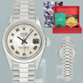 MINT Rolex 79166 Platinum 26mm President Datejust Mother of Pearl Watch Box