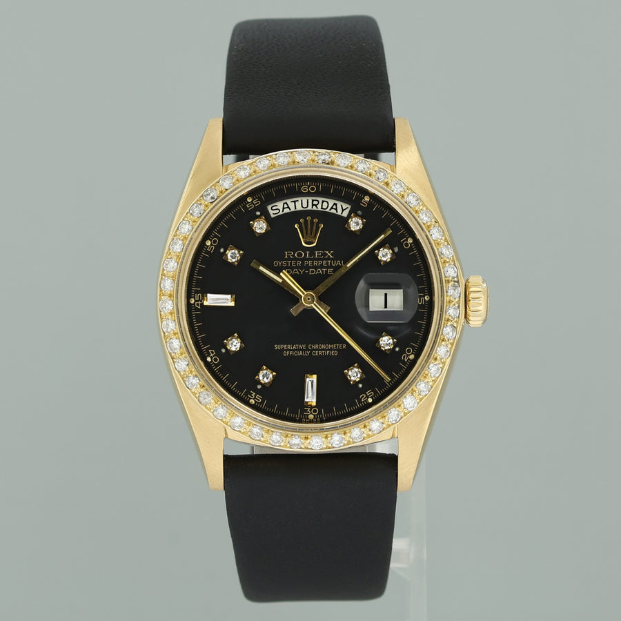 Rolex Day-Date President 1803 Black Diamond Bezel Yellow Gold 36mm Watch Box