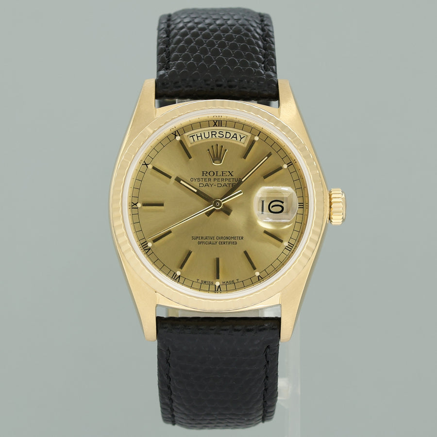 Rolex President Day-Date Champagne 18038 Quickset Yellow Gold Leather Watch Box