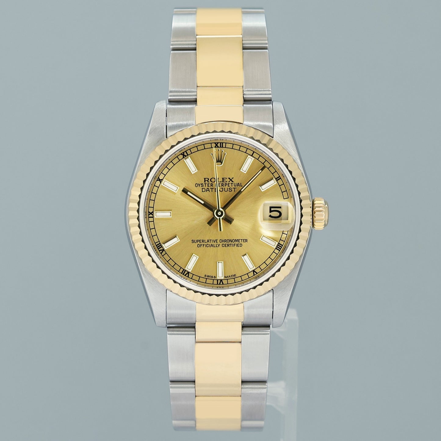 2003 PAPERS MINT Ladies Rolex 78273 Two Tone 31mm Champagne Stick Oyster Watch