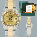 2003 PAPERS MINT Ladies Rolex 78273 Two Tone 31mm Champagne Stick Oyster Watch