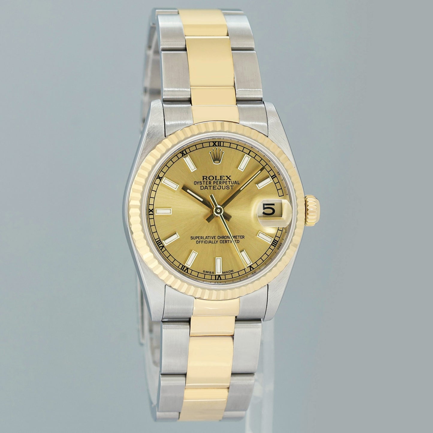 2003 PAPERS MINT Ladies Rolex 78273 Two Tone 31mm Champagne Stick Oyster Watch