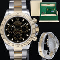 2015 PAPERS Rolex Daytona 116523 Chronograph Black Dial Steel Gold Two Tone Watch Box