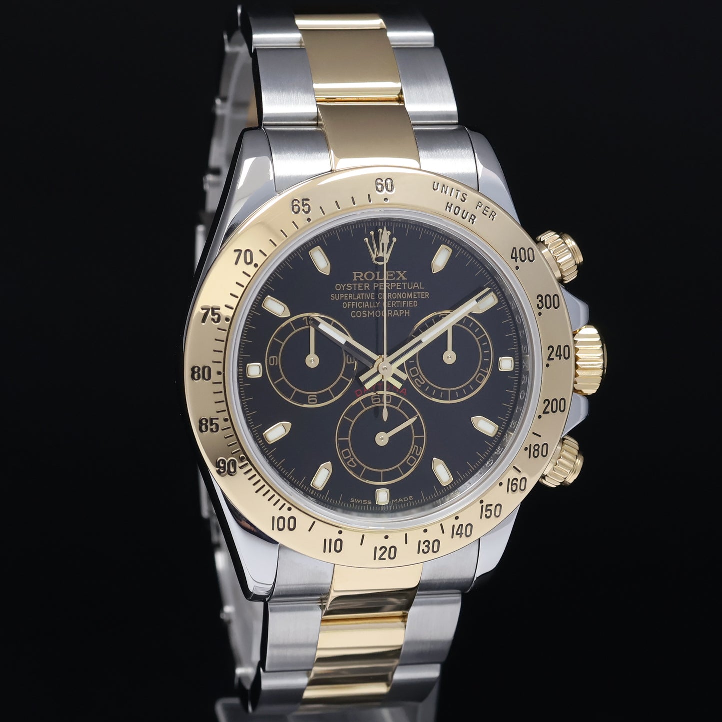 2015 PAPERS Rolex Daytona 116523 Chronograph Black Dial Steel Gold Two Tone Watch Box