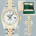2008 MINT Rolex 179173 Ladies 26mm DateJust White Diamond Two-Tone Gold Steel Jubilee Watch