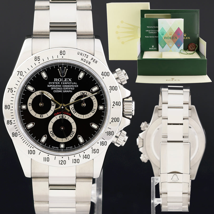 2004 MINT PAPERS Rolex 116520 Daytona Black Steel 40mm Cosmograph Watch Box