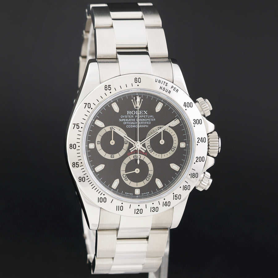 2004 MINT PAPERS Rolex 116520 Daytona Black Steel 40mm Cosmograph Watch Box
