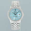 DIAMOND Bezel Rolex DateJust 36mm Glacier Blue Diamond 16030 Steel Watch Box