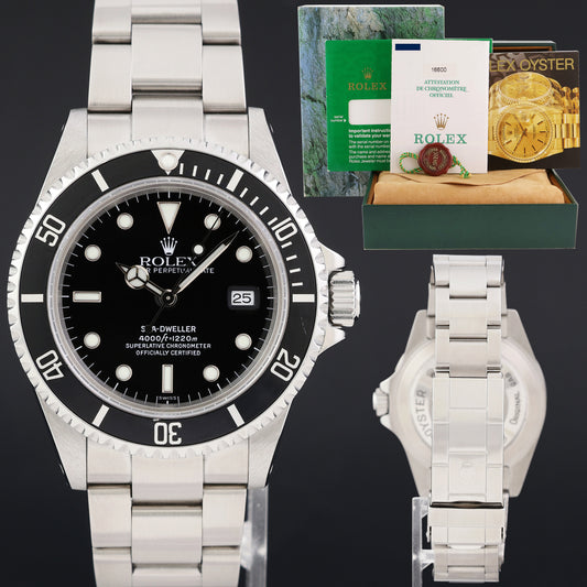 MINT 1998 PAPERS Rolex Sea-Dweller Steel 16600 Black Swiss Only 40mm Watch Box