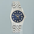 PAPERS Blue Diamond Ladies Rolex Midsize 31mm Datejust Jubilee Steel 68274 Watch Box