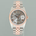 MINT 2015 PAPERS Rolex 116231 Jubilee DateJust Tone Rose Gold 36mm Silver Roman Watch