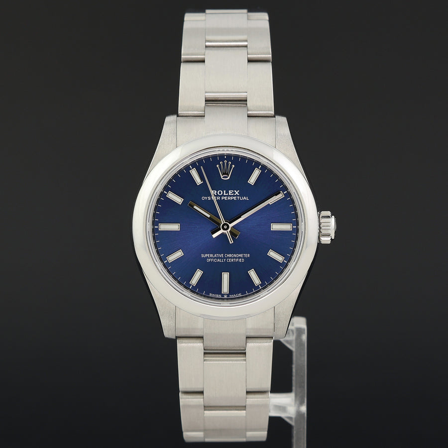 PAPERS 2023 MINT Rolex Oyster 277200 Perpetual 31mm Blue Stick Watch Box