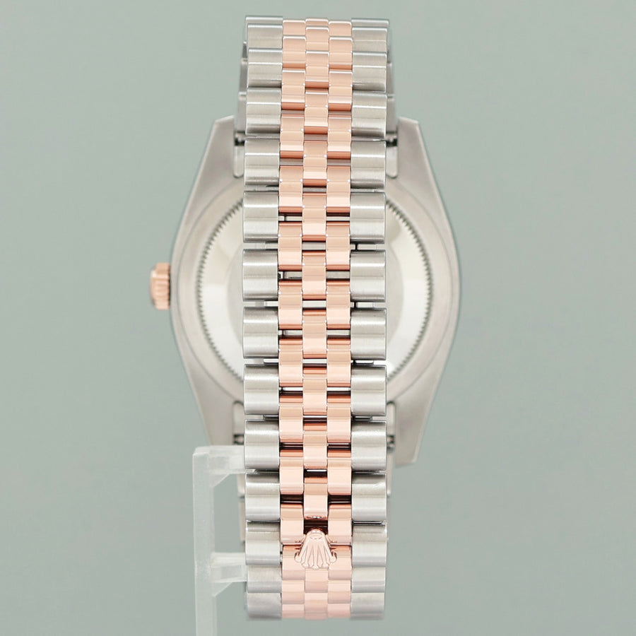 MINT 2015 PAPERS Rolex 116231 Jubilee DateJust Tone Rose Gold 36mm Silver Roman Watch