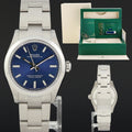 PAPERS 2023 MINT Rolex Oyster 277200 Perpetual 31mm Blue Stick Watch Box
