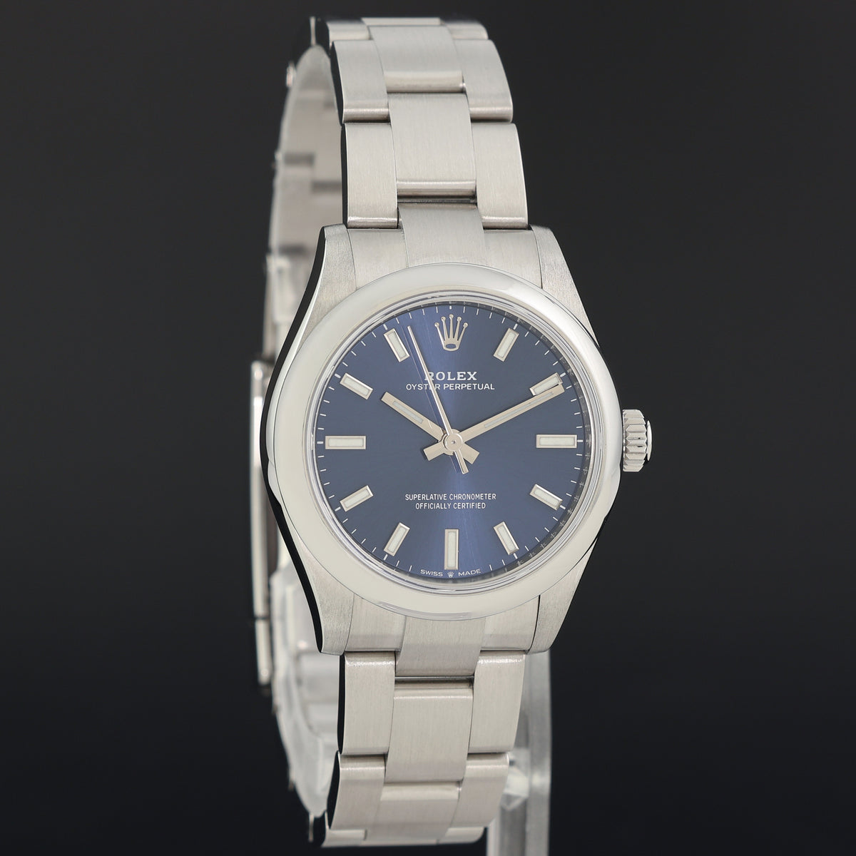 PAPERS 2023 MINT Rolex Oyster 277200 Perpetual 31mm Blue Stick Watch Box