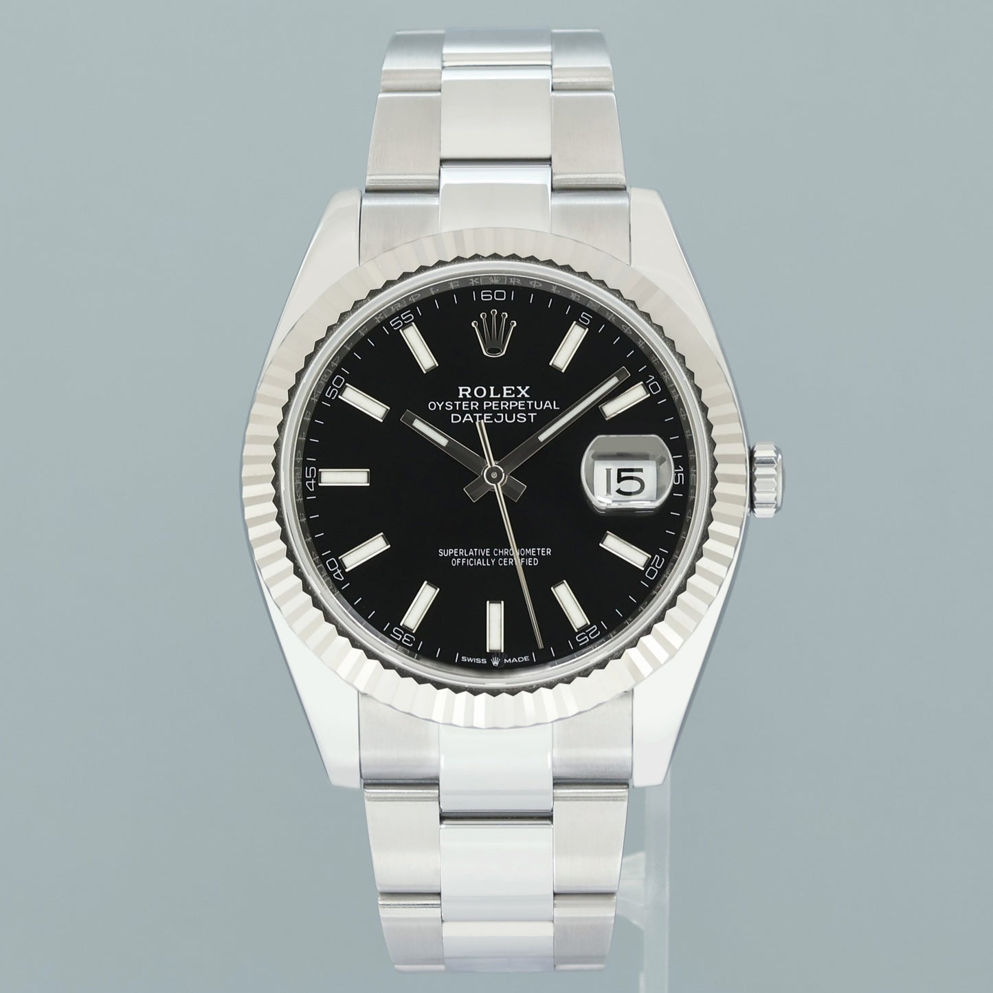 2024 MINT Rolex DateJust 126334 Black Stick Oyster White Gold Fluted Watch Box