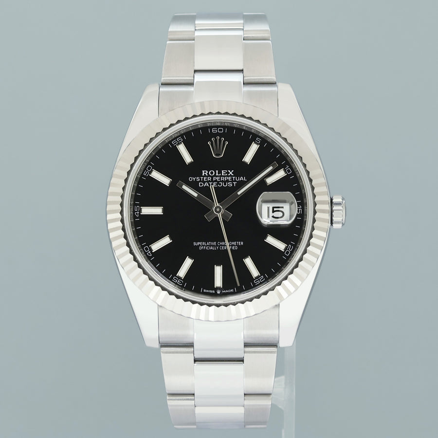 2024 MINT Rolex DateJust 126334 Black Stick Oyster White Gold Fluted Watch Box