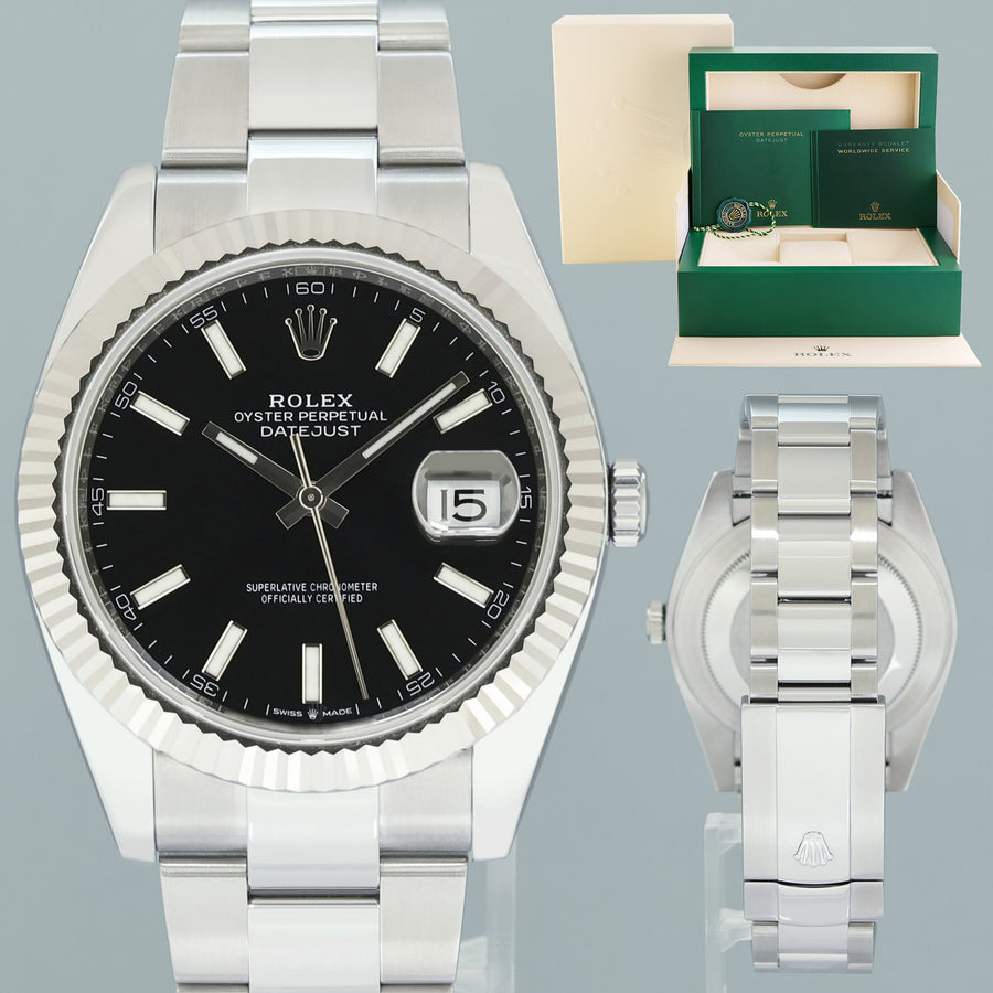 2024 MINT Rolex DateJust 126334 Black Stick Oyster White Gold Fluted Watch Box