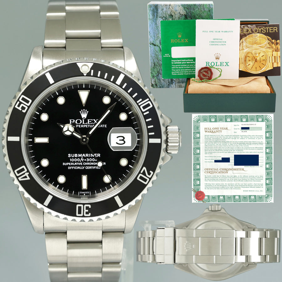 1994 MINT PAPERS Rolex Submariner Date 16610 Steel Black 40mm Watch Box