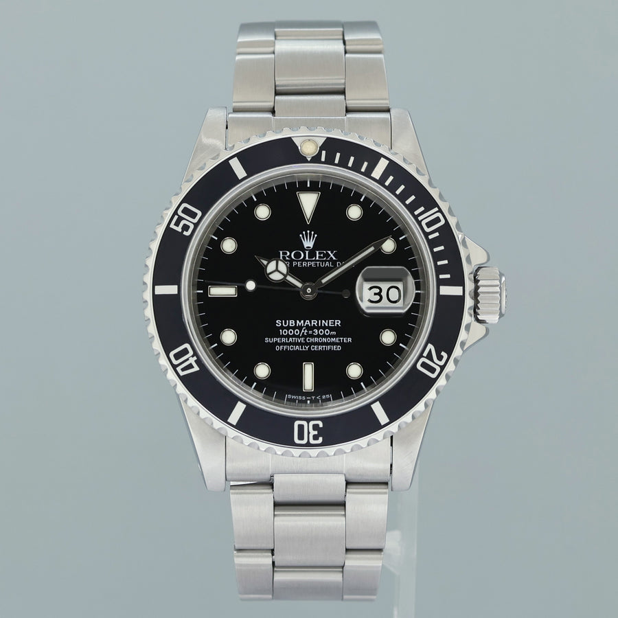 MINT Rolex Submariner Date 16800 Steel Black 40mm Oyster Watch Box