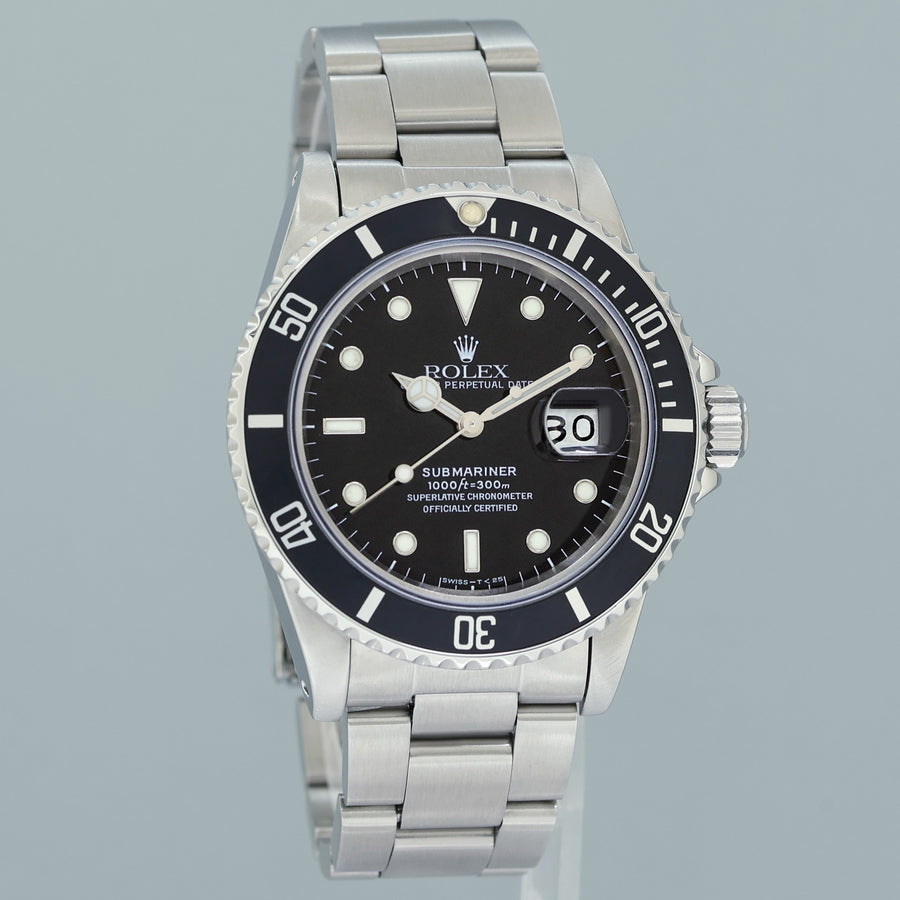 MINT Rolex Submariner Date 16800 Steel Black 40mm Oyster Watch Box