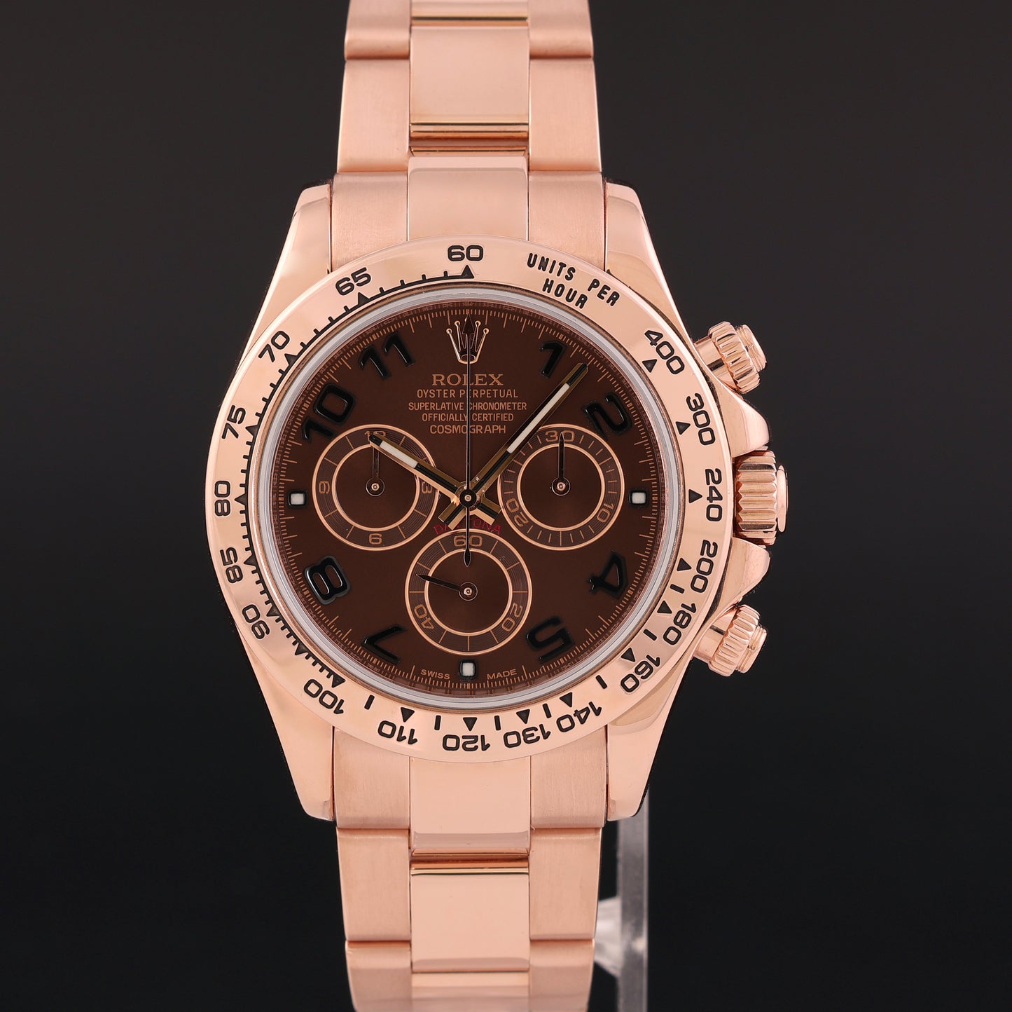 RSC PAPERS Rolex Daytona Chrono Rose Gold Chocolate Arabic 116505 Chrono Watch
