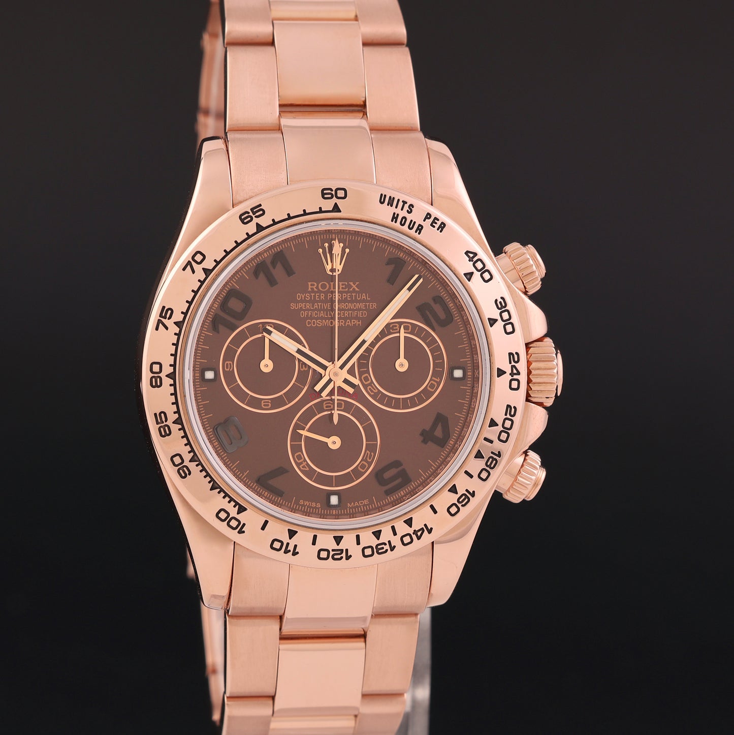 RSC PAPERS Rolex Daytona Chrono Rose Gold Chocolate Arabic 116505 Chrono Watch