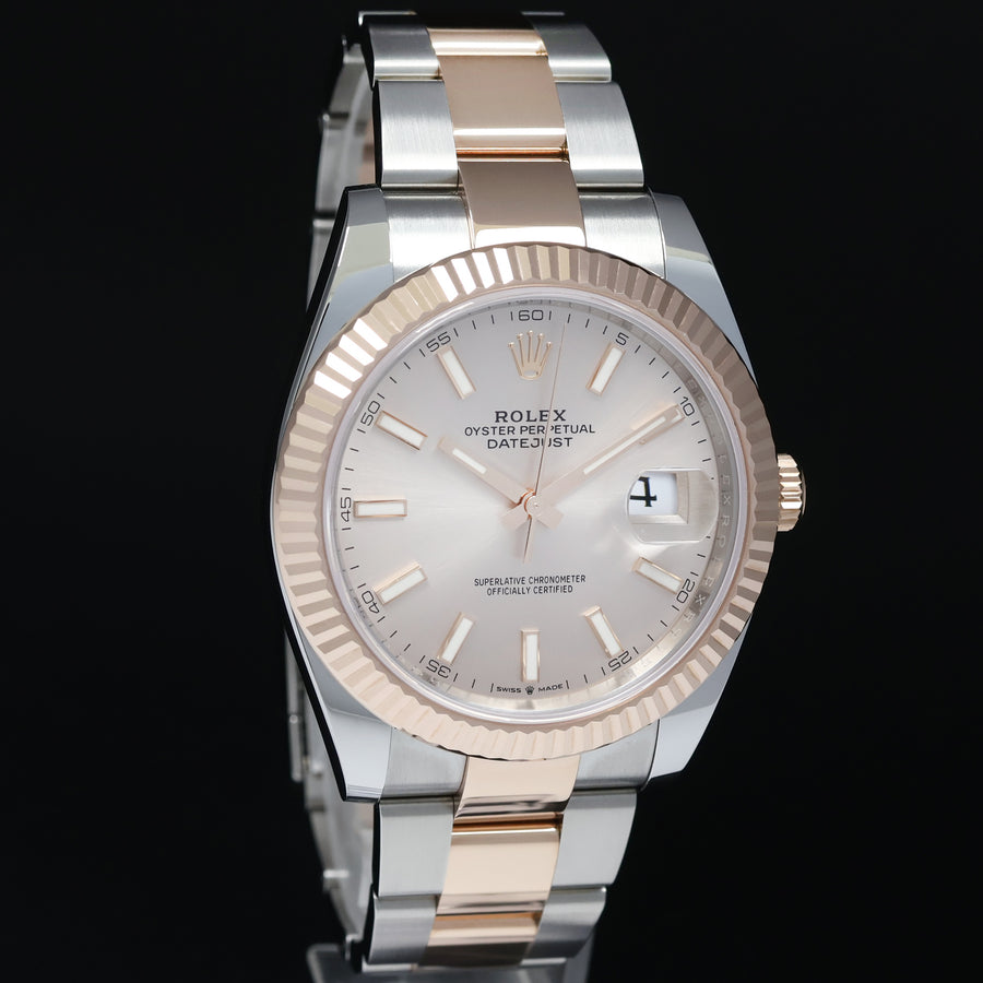 MINT 2023 Rolex DateJust 41 126331 Sundust Everose Gold 18k Two-Tone Oyster Watch