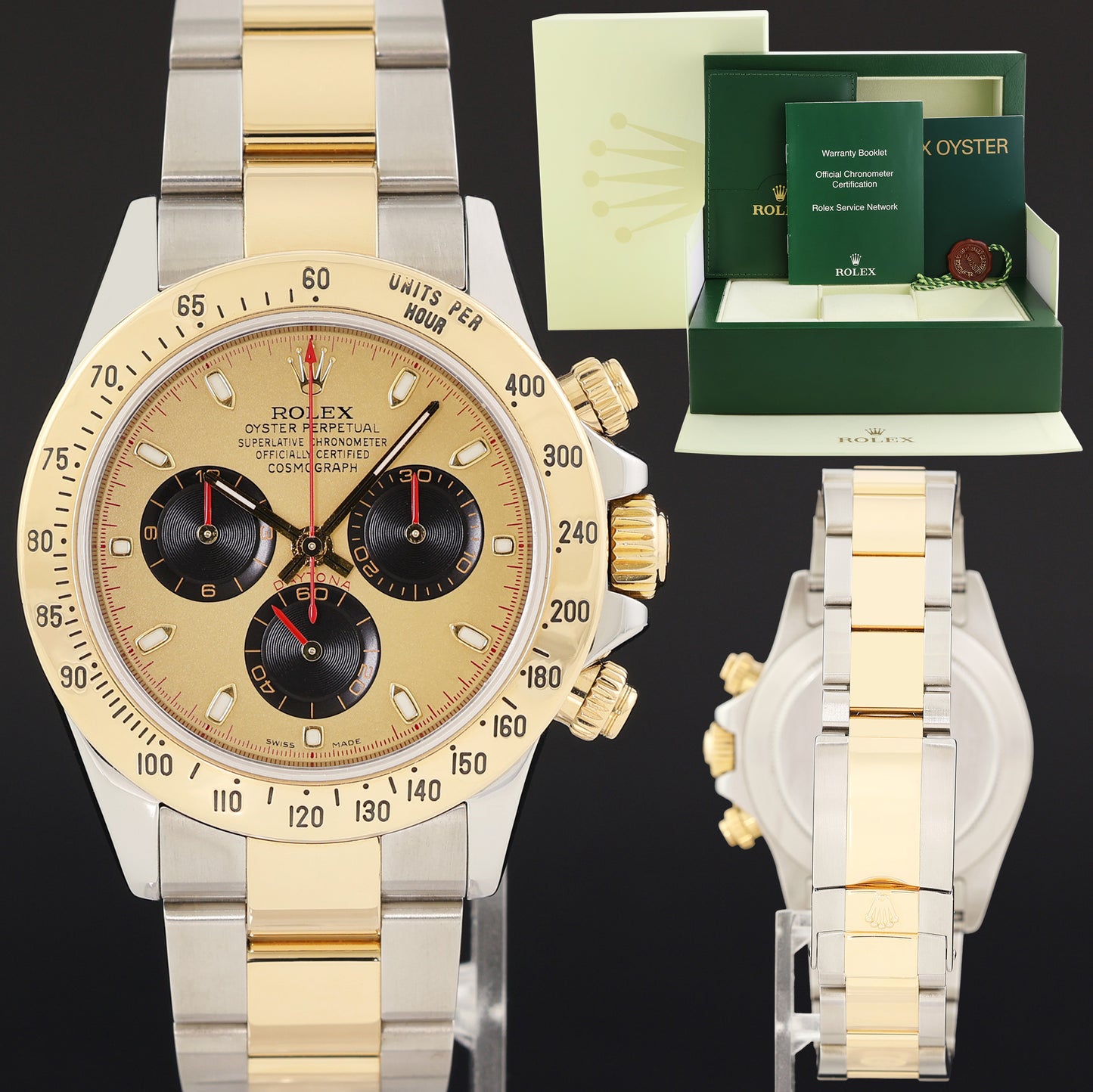 MINT Rolex Daytona 116523 Champagne Paul Newman Steel Yellow Gold Two Tone Watch