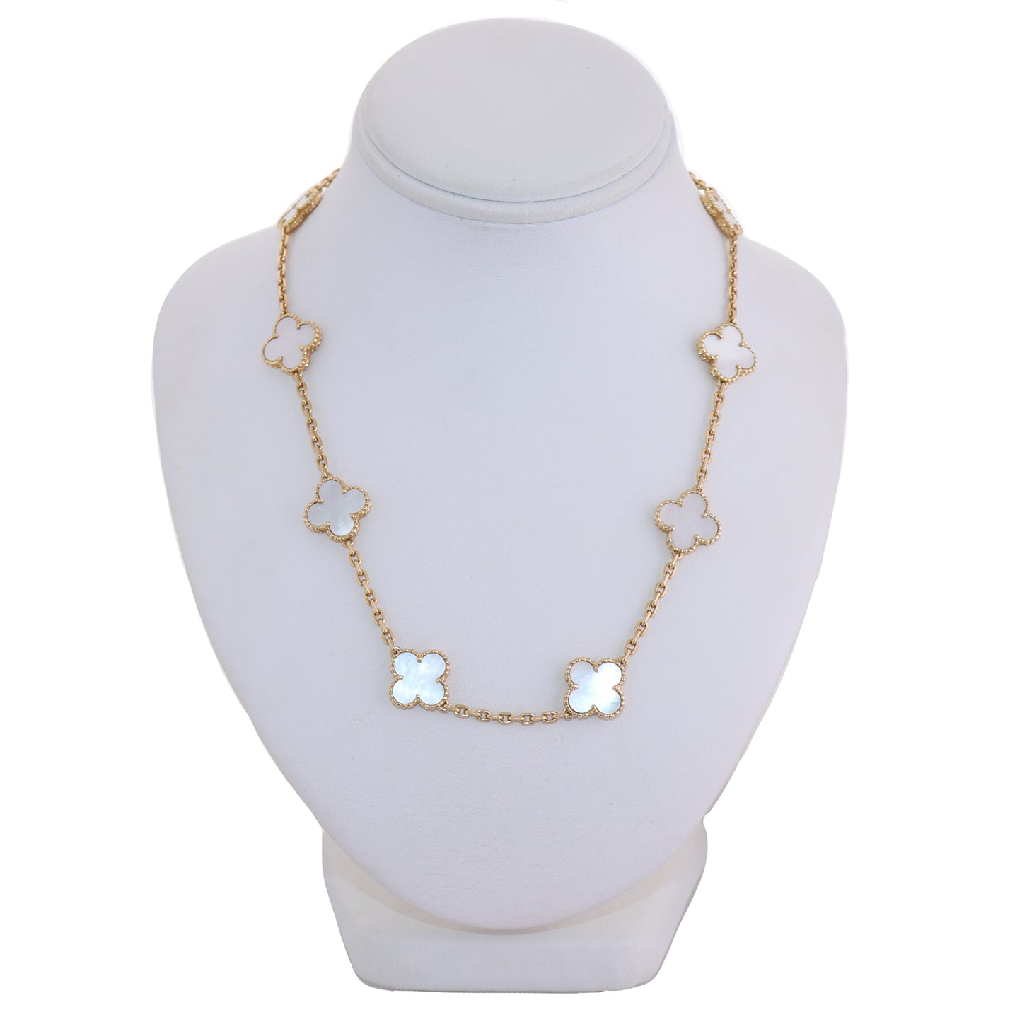 Van Cleef & Arpels 18k Yellow Gold Mother of Pearl Alhambra 16" Necklace