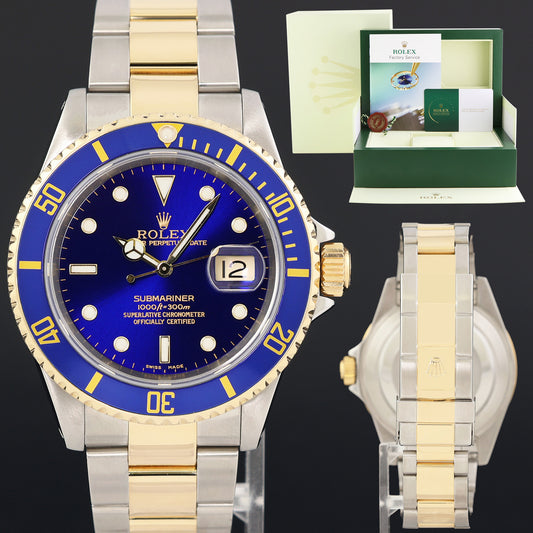 2026 RSC Papers MINT Rolex 16613LB Submariner Two Tone Gold Blue Watch