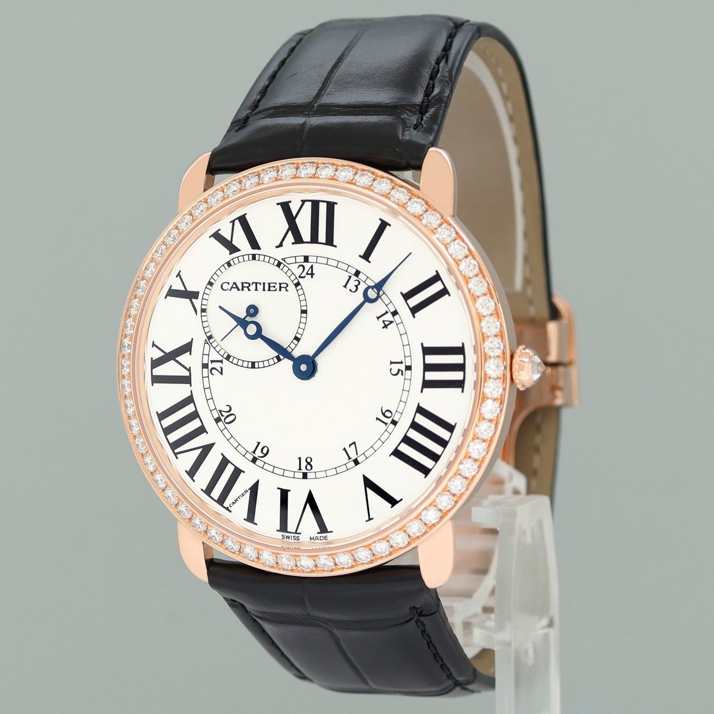 MINT Cartier 3268 Ronde Louis Cartier Rose Gold Diamond Leather WR007001 Watch Box