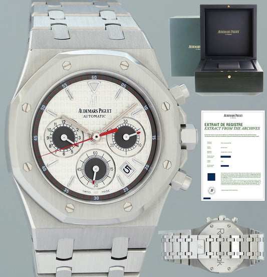 2009 PAPERS MINT Audemars Piguet 26300ST Royal Oak Silver Panda Chrono 39mm Watch