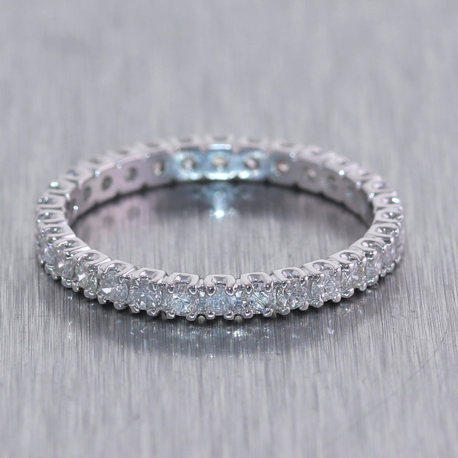 14k White Gold 0.75ctw Round Cut Diamond Eternity Band Ring