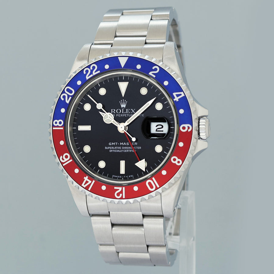 1991 PAPERS MINT Rolex 16700 GMT Pepsi Blue Red Steel Oyster 40mm Watch Box