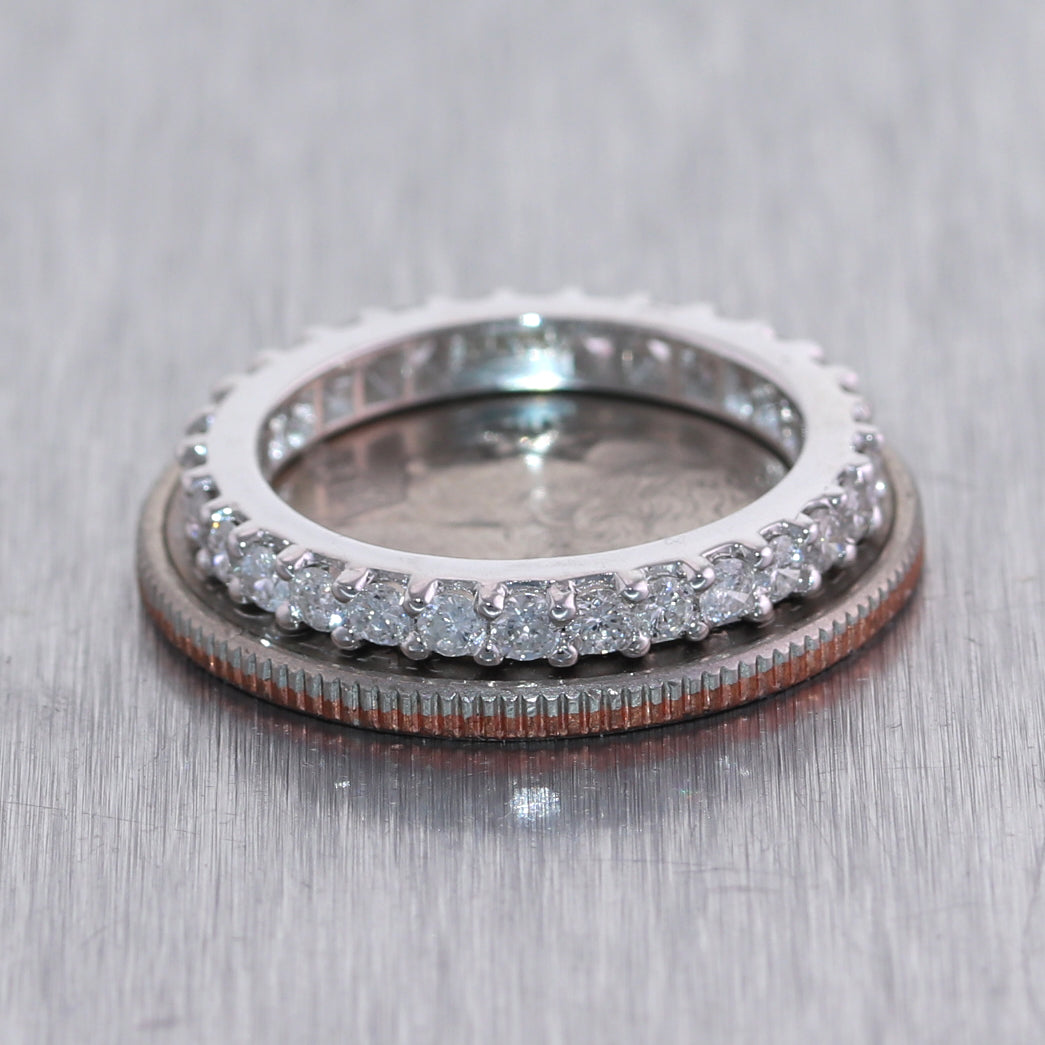 18k White Gold 1.25ctw Round Cut Diamond Eternity Band Ring