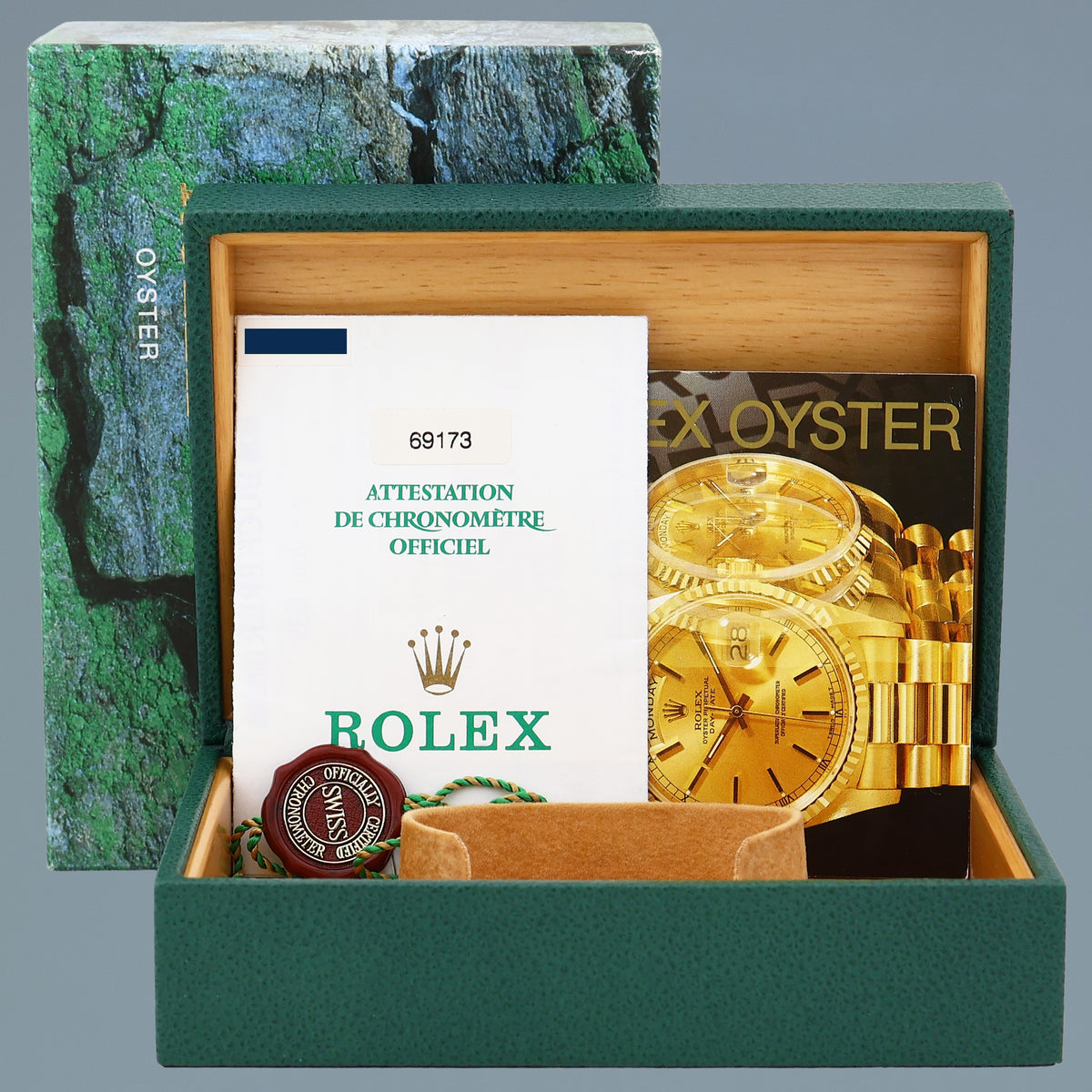 PAPERS MINT Pearl Diamond Ladies Rolex 26mm DateJust 69173 Two Tone Gold Jubilee Watch Box