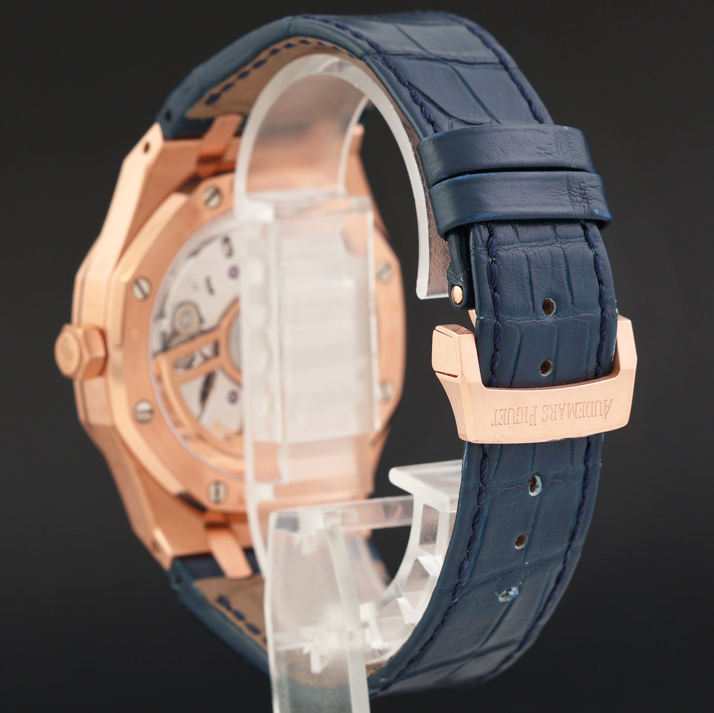 MINT Audemars Piguet Royal Oak 41mm Leather 15510OR Blue Dial Rose Gold Watch Box